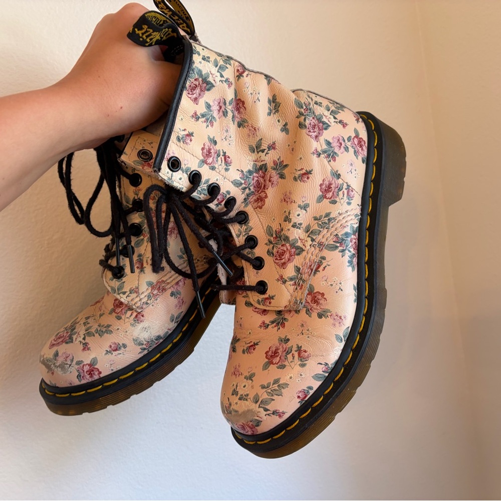 Limited Edition Dr. Martens Pink Floral Ankle Boots